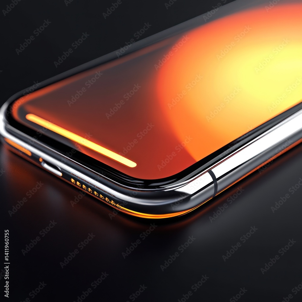 Smartphone, glowing screen, dark background, technology Smartphone, glowing screen, dark background, technology