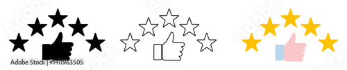 Five Star Rating Like Feedback Vector Illustration