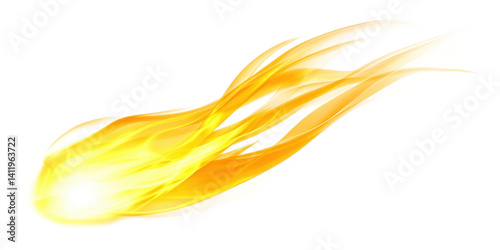 Illustration realistic flare of a lighting in yellow tone, isolate on pure white background