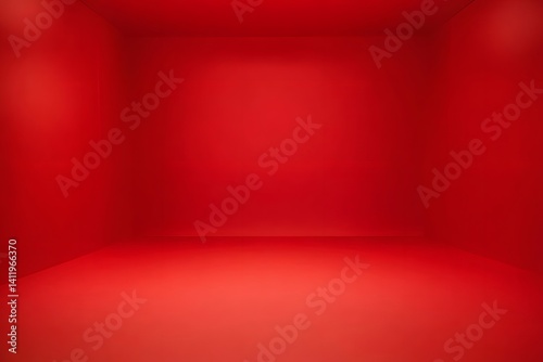 Empty Red Room Interior Minimalist Background