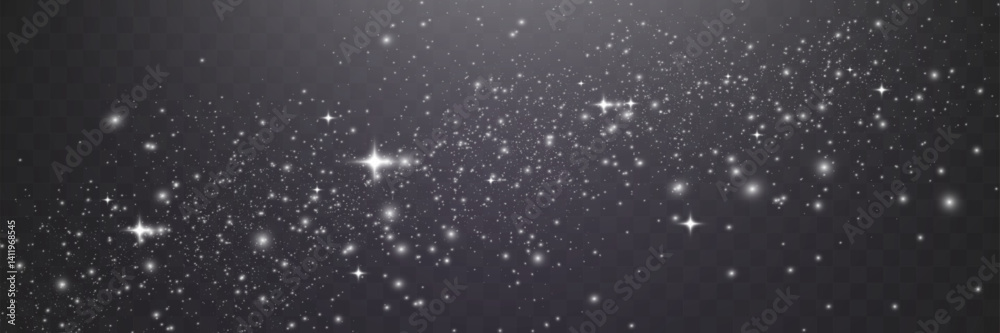 Fototapeta premium Bright glowing sparkles on a transparent background, resembling a starry or glittering effect