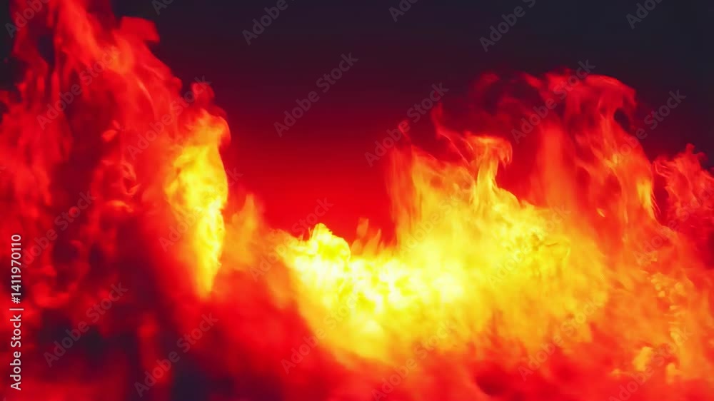 Fiery explosion with swirling flames in dark background Fiery explosion with swirling flames in dark background