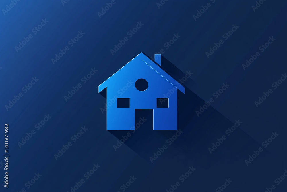 Simple blue house icon dark background home sweet home design element Simple blue house icon dark background home sweet home design element