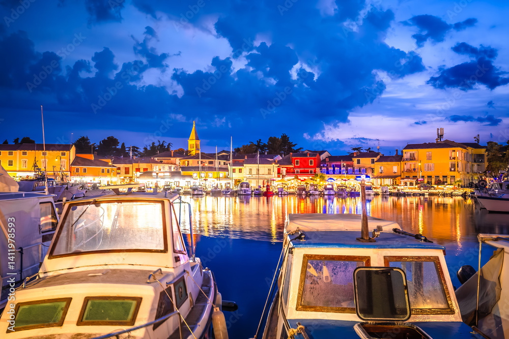 Istria, Croatia. Novigrad Istarski harbor evening view
