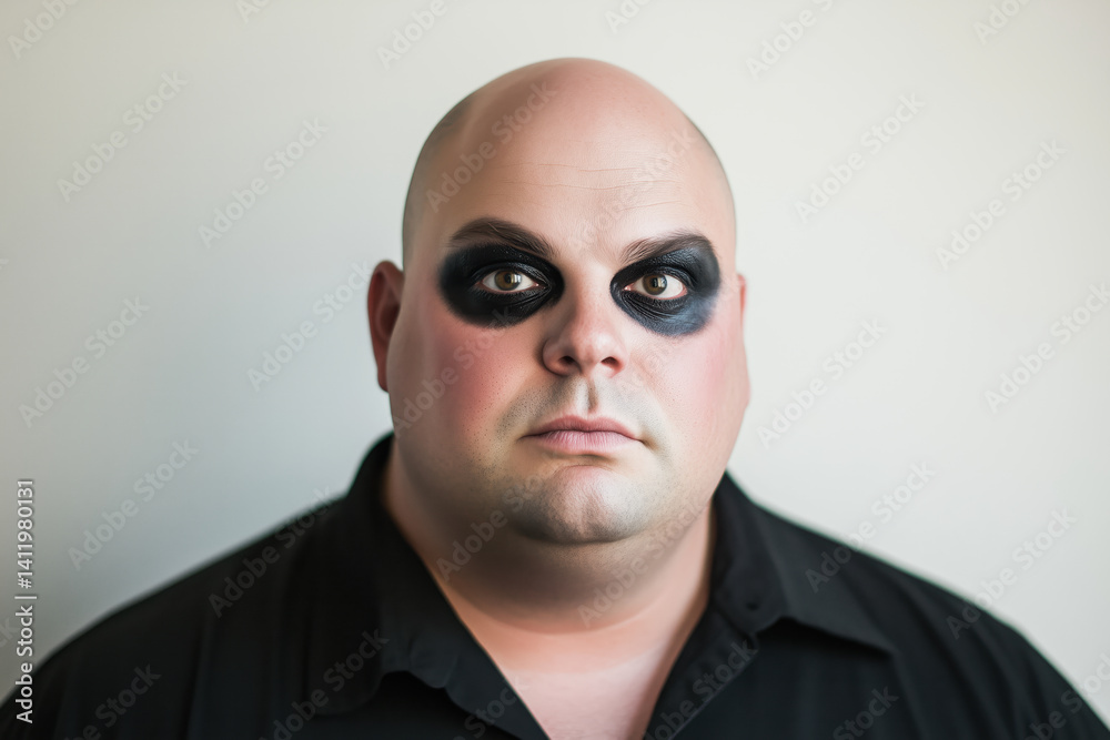 Man With Bold Theatrical Eye Makeup and Serious Expression
