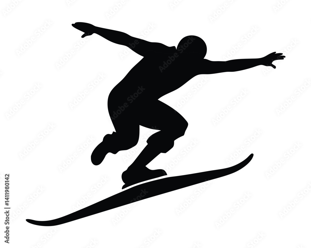 Fototapeta premium Snowboarder jumping silhouette