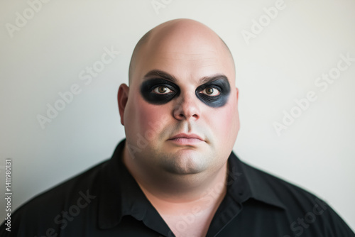 Obraz na płótnie Man With Bold Theatrical Eye Makeup and Serious Expression w salonie