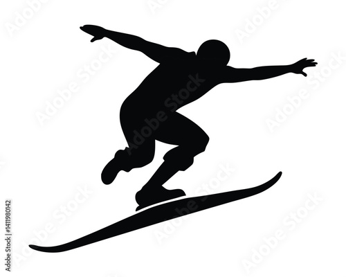 Snowboarder jumping silhouette