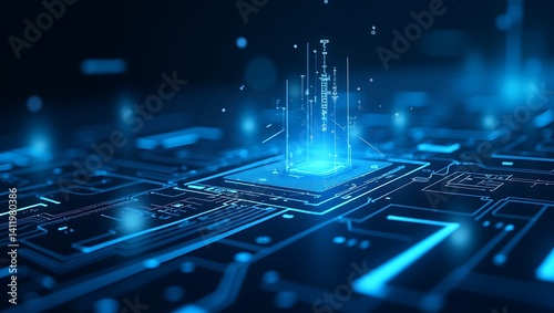 A dark background on human brain convert to artificial intelligence technology.