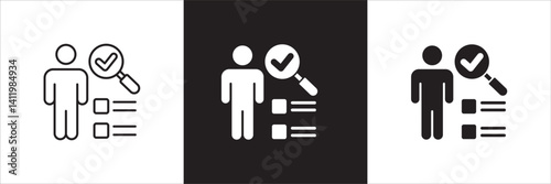 Business qualification icon. Worker recruitment icon. Professional sign. Icon symbol compatible for selection, management, certified worker, profile, employee, document. Vector illustration