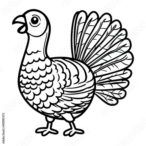 turkey, animal, vector, transparent background, black and white style