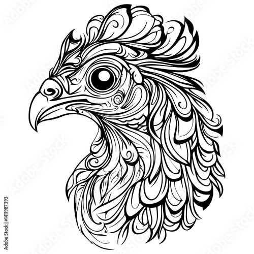turkey, animal, vector, transparent background, black and white style