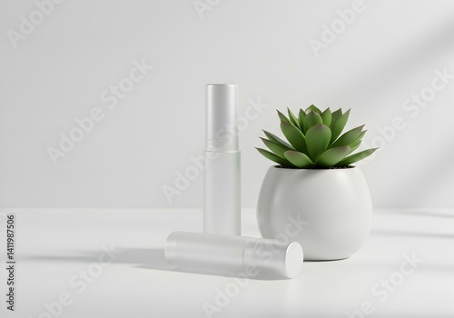 Wallpaper Mural Lip balm upright with plant on clean surface Torontodigital.ca