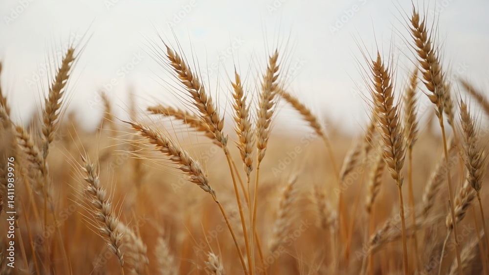 A golden harvested field with tall wheat stalks ready for harvesting. A golden harvested field with tall wheat stalks ready for harvesting.