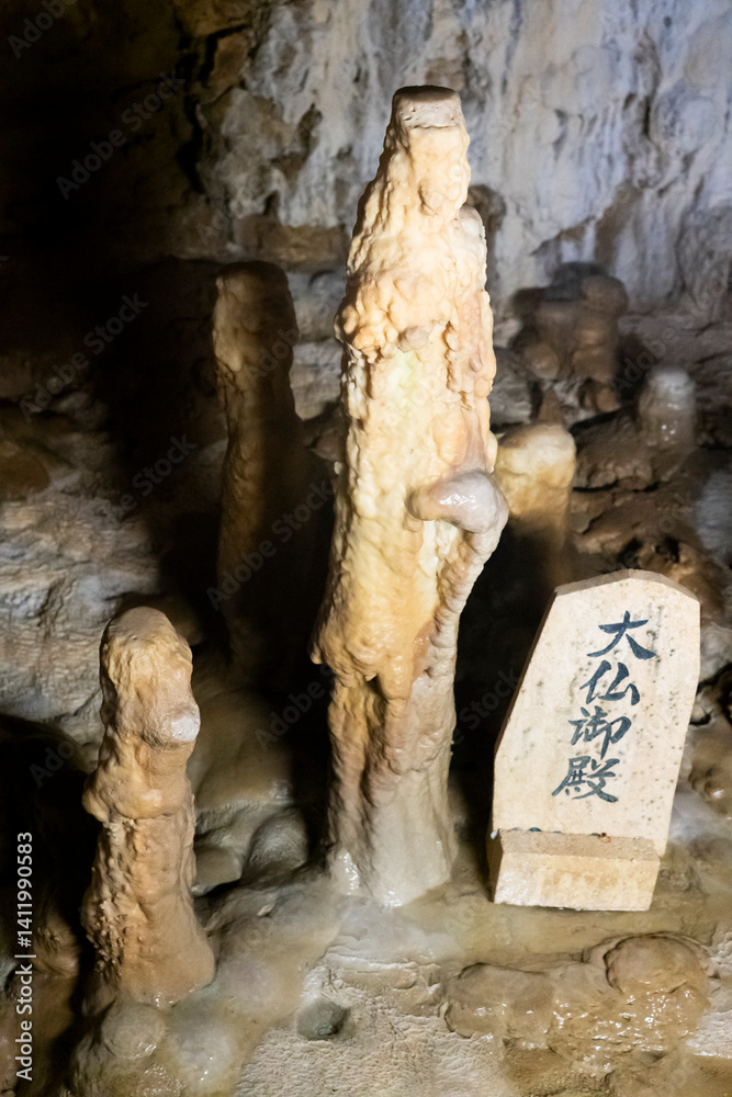 Underground limestone cave in Japanese Okinawa world park