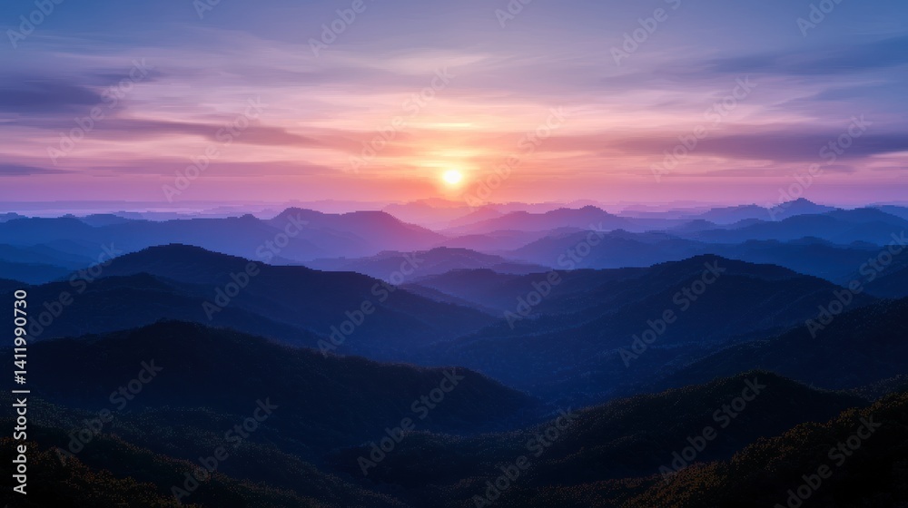 Sunrise over mountain ranges, tranquil, scenic view Sunrise over mountain ranges, tranquil, scenic view