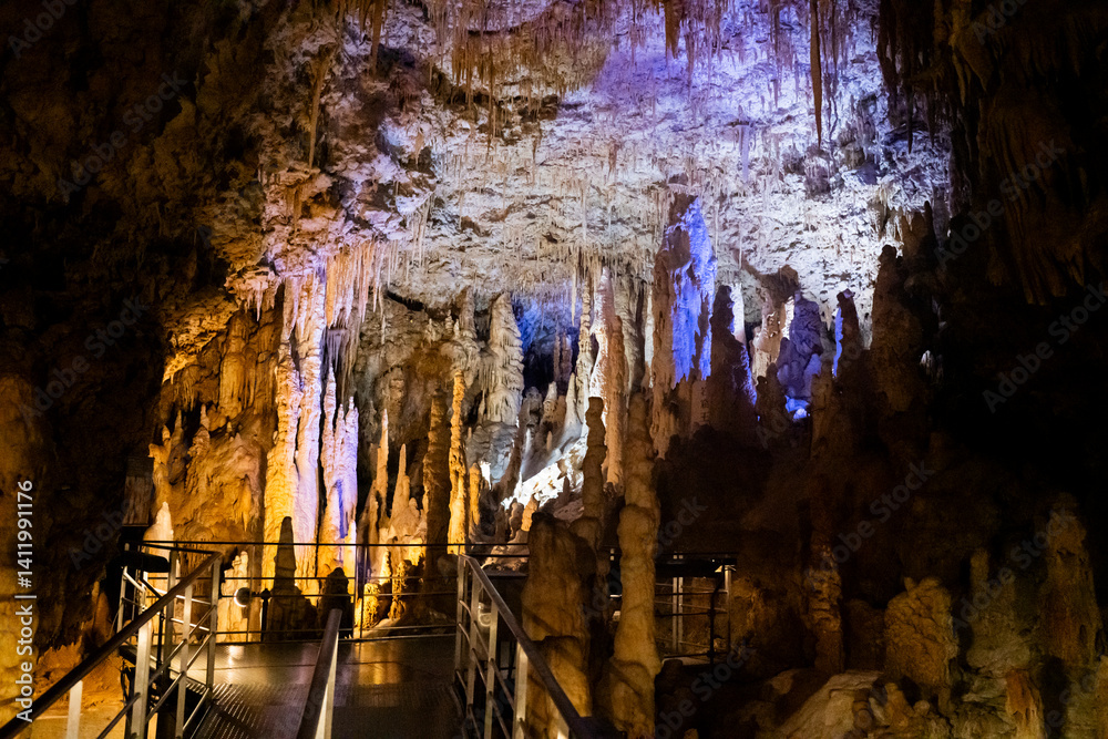 Underground limestone cave in Japanese Okinawa world park