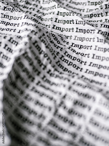 Wallpaper Mural Words Import Seamless print on Crumpled paper for trading export import business tax background. Torontodigital.ca