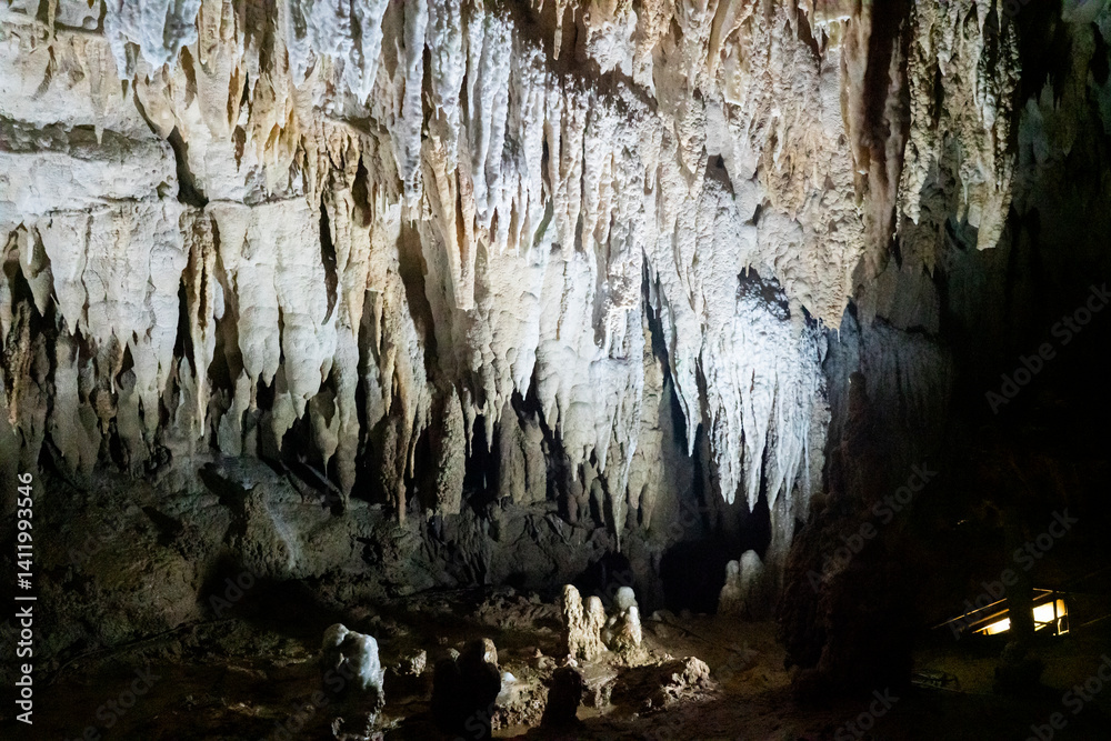 Underground limestone cave in Japanese Okinawa world park