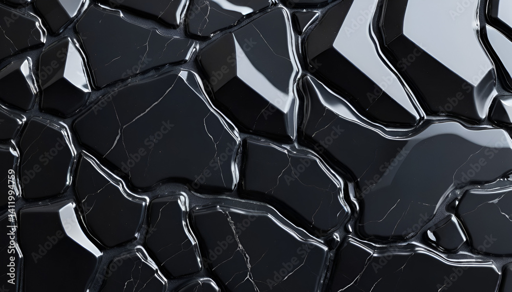 Fototapeta premium Abstract fractured black surface texture