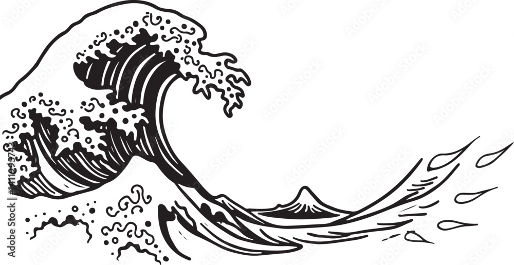 Obraz premium Modern Kanagawa Wave Vector Set