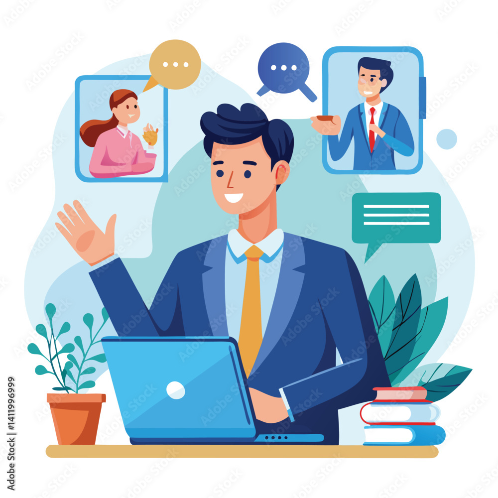Online Business Meeting with Colleagues Online Business Meeting with Colleagues