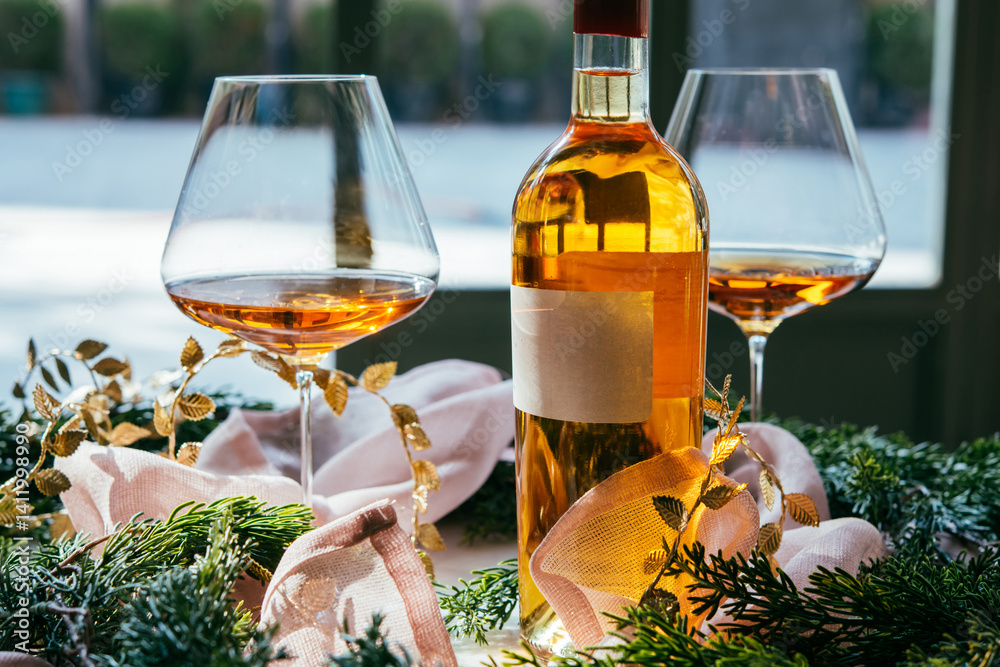 Wine served for a celebration in a bar or a restaurant.