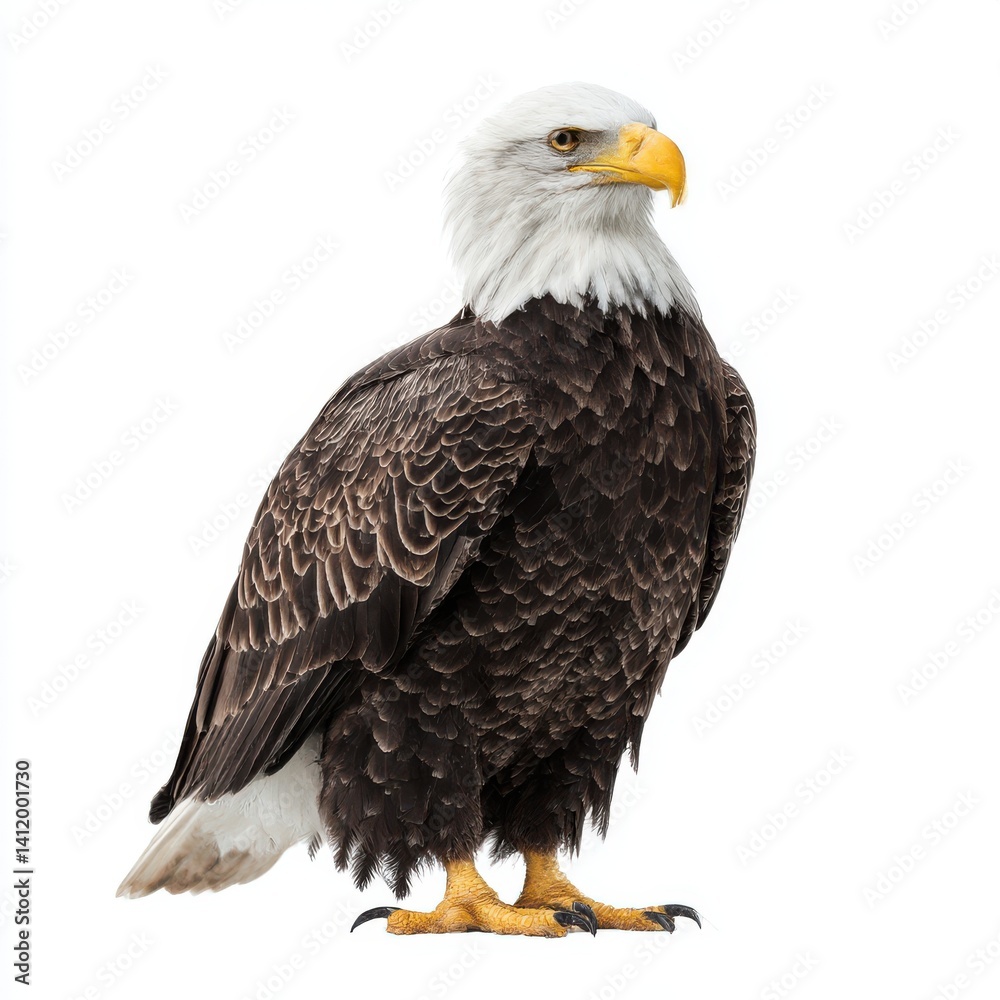 Obraz premium Bald eagle standing majestically on white background