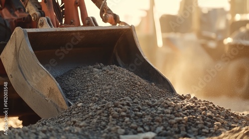 Construction worker operating a skid steer to move heavy materials. Featuring efficiency and strength