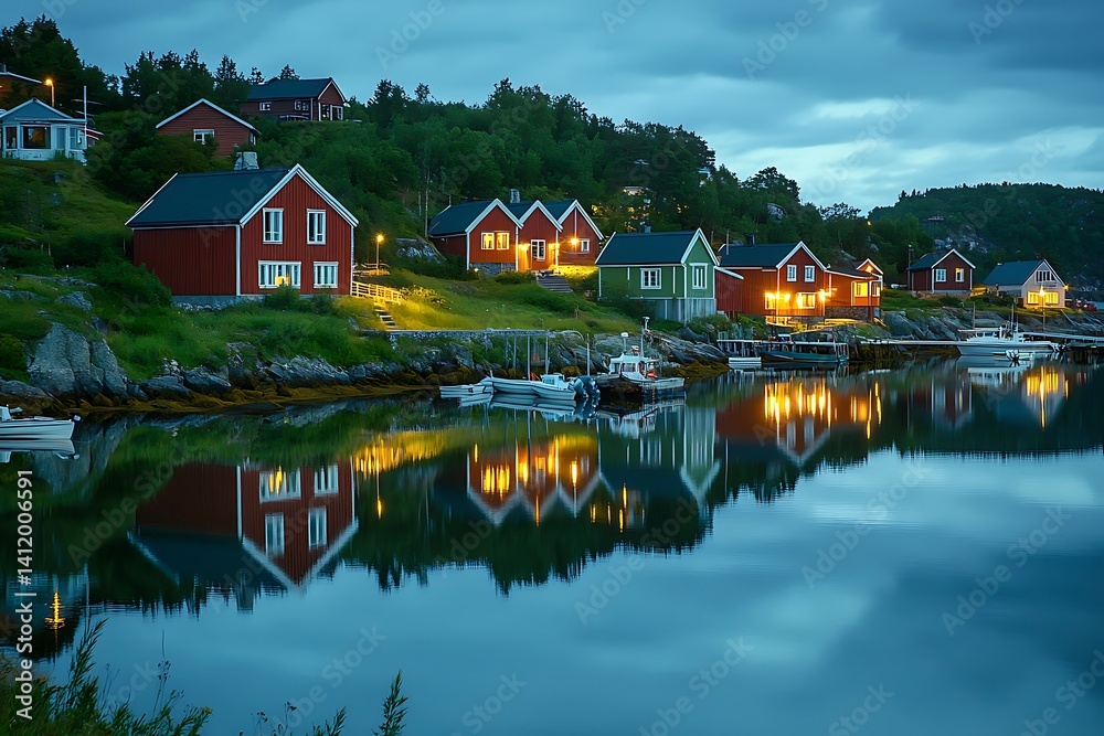 Nordic-Style Waterfront Homes Painted in Rustic Red and White. Nordic-Style Waterfront Homes Painted in Rustic Red and White.