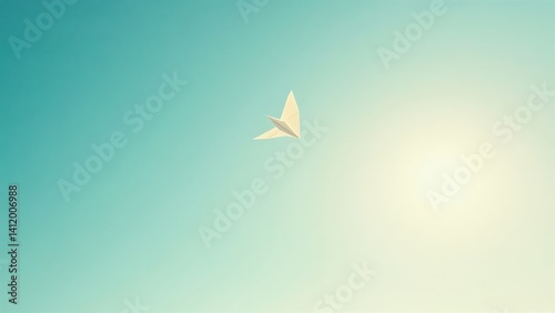Beautiful Paper Plane Soaring Against a Clear Blue Sky