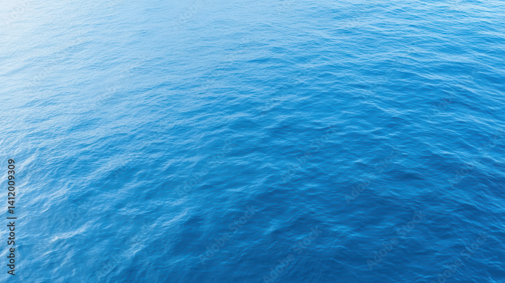 Fototapeta premium Calm ocean surface with gentle waves reflecting sunlight, creating serene atmosphere