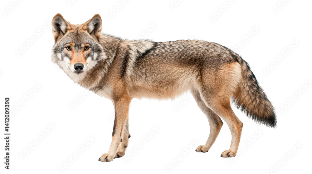 Fototapeta premium Striking wolf portrait, a majestic canine against dark background