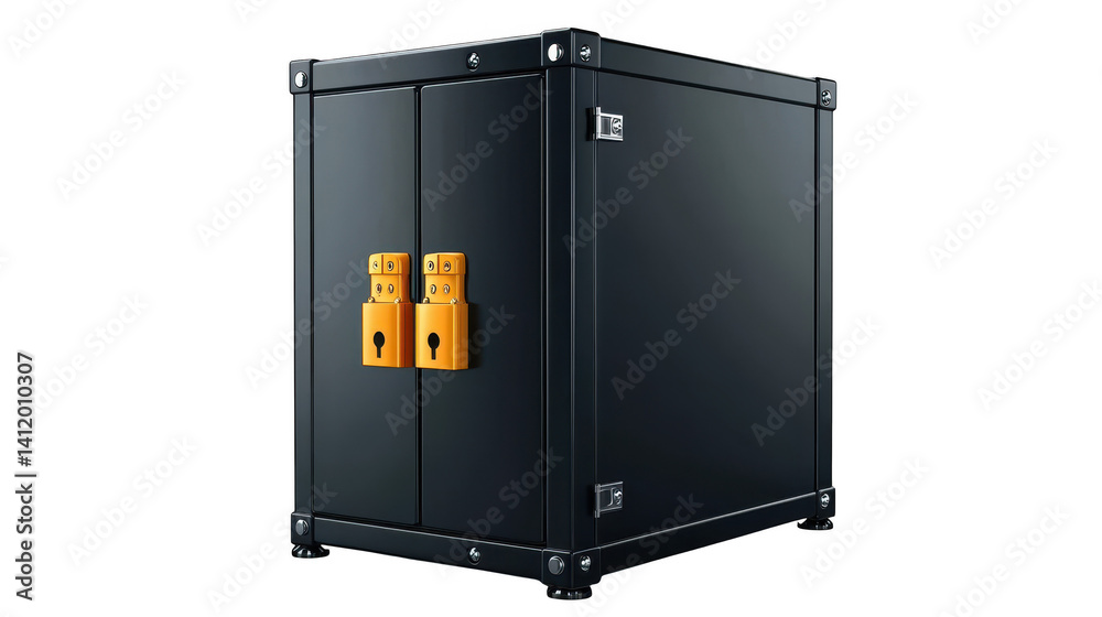 Black and orange combination lock cabinet, secure storage solution for home office Black and orange combination lock cabinet, secure storage solution for home office
