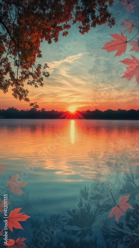 Autumn Sunset Over Serene Lake