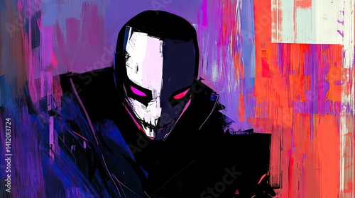 Abstract digital illustration of a masked figure. photo