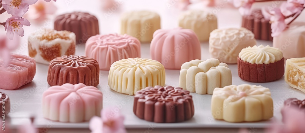 Assorted Mooncakes with Cherry Blossoms Assorted Mooncakes with Cherry Blossoms