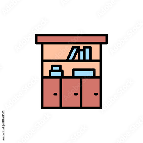 Cupboard colored icons, minimalist vector illustration ,simple transparent graphic element .Isolated on white background