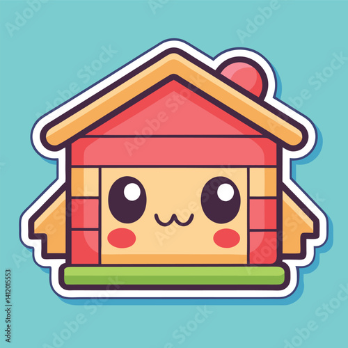 Cute cartoon house with kawaii features