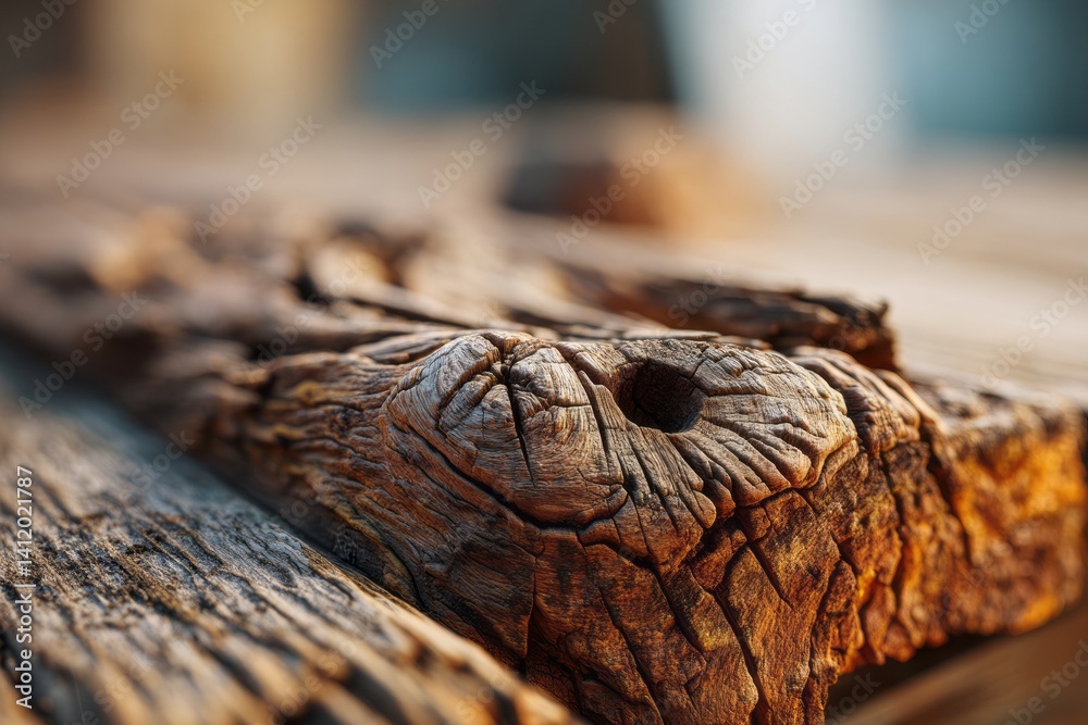 Textured Wood Surface with Grain Details and Close-Up Perspective for Artistic Backgrounds