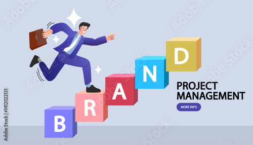 business man with success graph, businessman walking stair success. vector