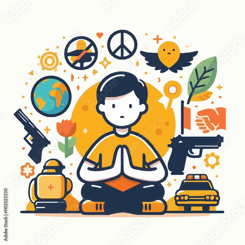 international, peace, illustration, violence, holiday, tolerance, day, celebration, freedom, world, non-violence, non, vector, global, peaceful, october, social, human, banner, background, design, con