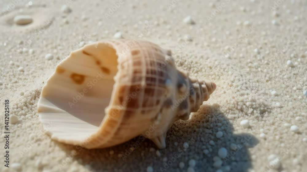 Seashell on white sand beach summer vacation travel Seashell on white sand beach summer vacation travel