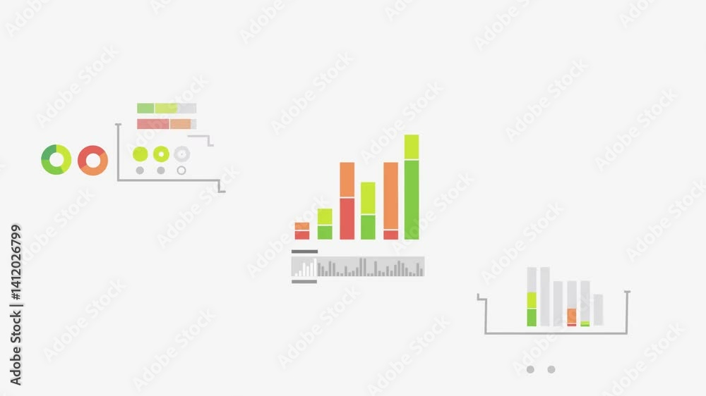 Bar graph and pie chart animations showcase business performance ...