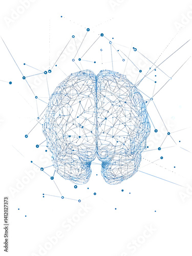 Wallpaper Mural Abstract Brain Network Connection Representing Artificial Intelligence And Complex Neural Pathways on white and  transparent background. PNG Torontodigital.ca