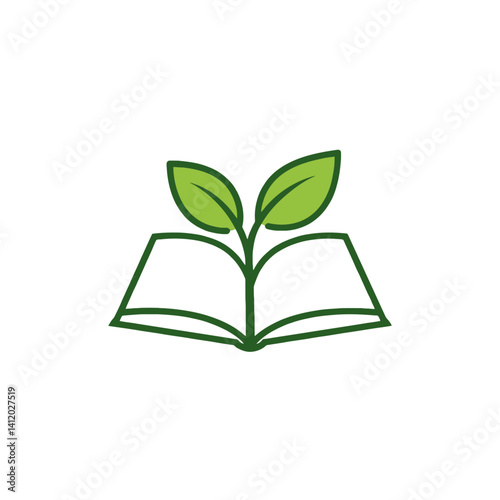 Book of knowledge with growing leaves, representing education and learning