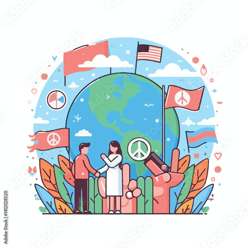 international, peace, illustration, violence, holiday, tolerance, day, celebration, freedom, world, non-violence, non, vector, global, peaceful, october, social, human, banner, background, design, con