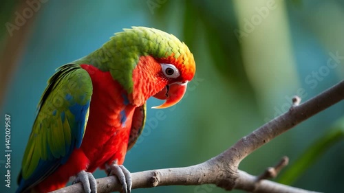 Lory chattering while sitting on a branch.