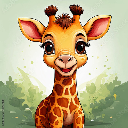 Cute Giraffe Cartoon Character Isolated on White Background – Friendly Safari Animal Mascot in Flat Vector Style, Perfect for Kids Content, Educational Materials, and Wildlife-Themed Designs