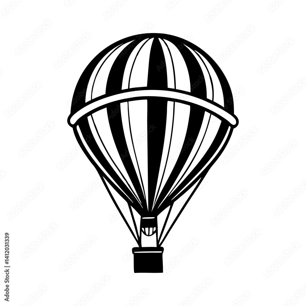 Obraz premium Silhouette parachute black Icon vector design